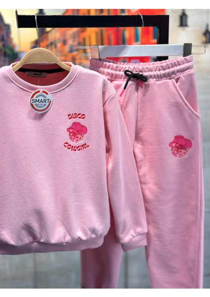 G-Smart Kids Pembe Disco - Kovboy Şapka Baskılı Çocuk - Genç Kız Eşofman Takım 9-16 Yaş modelleri