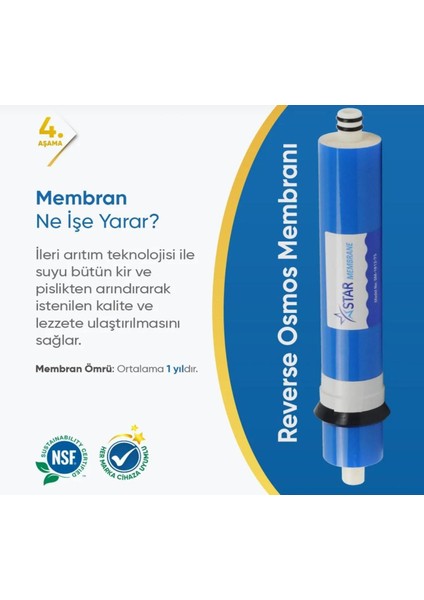 Yenisu Teknolojileri Su Arıtma Cihazı Star 75GPD Membran Filtre