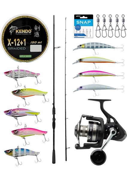 Pro Spin Seti Okuma Psycho Stick Game 274CM Ex-Fast 15-40GR 2 Parça Olta Kamışı&savage Gear Sgs8 4000 Fd 8+1bb Olta Makinesi