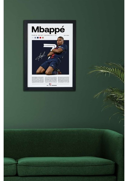 Kylian Mbappé Paris Saint Germain Fc Siyah Çerçeveli Poster Tablo fiyatları