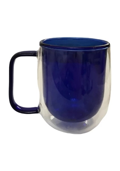 Mdb Çift Cidarlı Cam Kupa Lacivert Renk