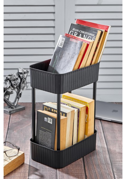 Banyo-Mutfak Düzenleyici 2 Katlı Tekerleksiz Pratik Raf Siyah