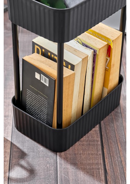 Banyo-Mutfak Düzenleyici 2 Katlı Tekerleksiz Pratik Raf Siyah modelleri