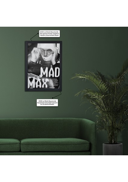 Max Verstappen Mad Max Poster – Premium Ahşap Çerçeveli modelleri