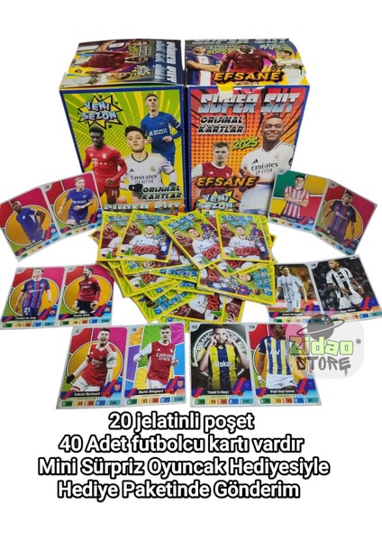 Süper Şut 2025 Yeni Transferler Futbolcu Kartları | 20 Jelatin 40 Kart | Hediye Paketli fiyatları
