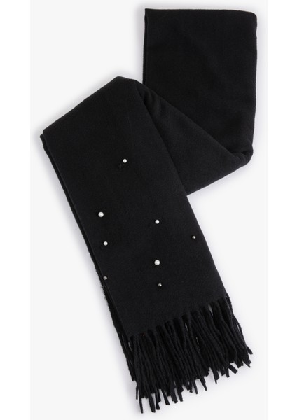 Inci Boncuk Detaylı Püsküllü Uzun Atkı