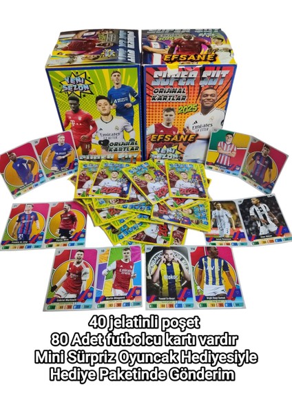 Süper Şut 2025 Yeni Transferler Futbolcu Kartları | 40 Jelatin 80 Kart | Hediye Paketli fiyatları