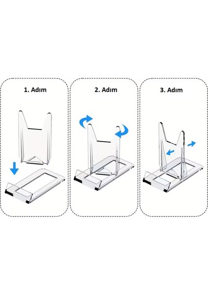 Pleksi Ürün Teşhir Ayağı Sürgülü Stand 105X90X65MM Çerçeve Tabak Telefon Tıraş Makinesi Şövalye modelleri