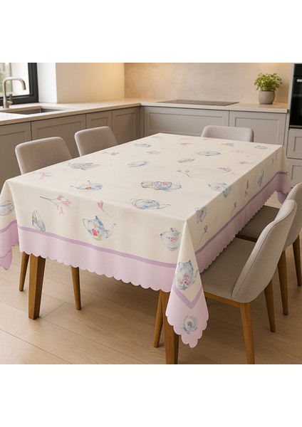 Leke Tutmaz Masa Örtüsü 3D Dijital Baskılı Pastel Tea Dreams Masa Örtüsü fırsatları