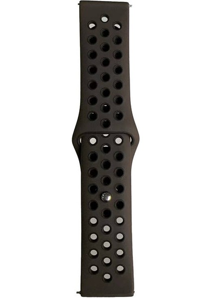 Honor Watch Gs Pro Uyumlu 22MM Delikli Silikon Kordon-02 Koyu Yeşil-Siyah