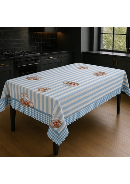 Leke Tutmaz Masa Örtüsü 3D Dijital Baskılı Çaydanlık Desenli Masa Örtüsü modelleri