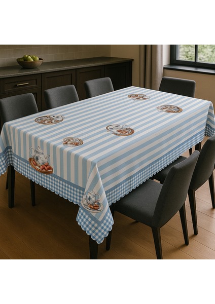 Leke Tutmaz Masa Örtüsü 3D Dijital Baskılı Çaydanlık Desenli Masa Örtüsü fırsatları