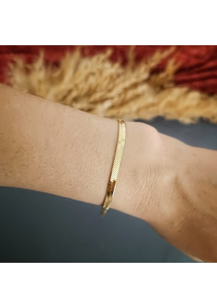 Ezme Italyan Zincir Kadın Bileklik Gold/gümüş Çelik Takı Stainless Steel