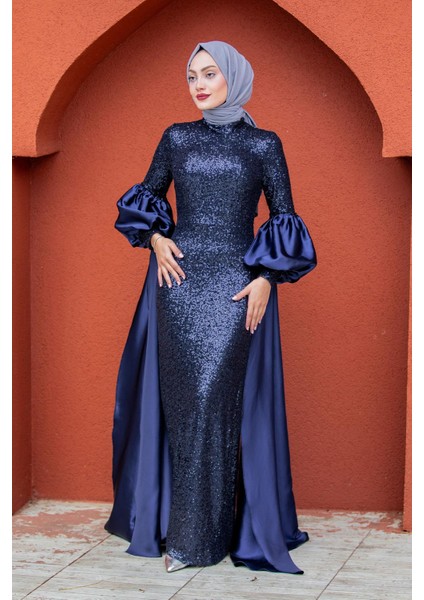 Celine Seyyar Pelerinli Balon Kol Abiye-Laci indirimleri