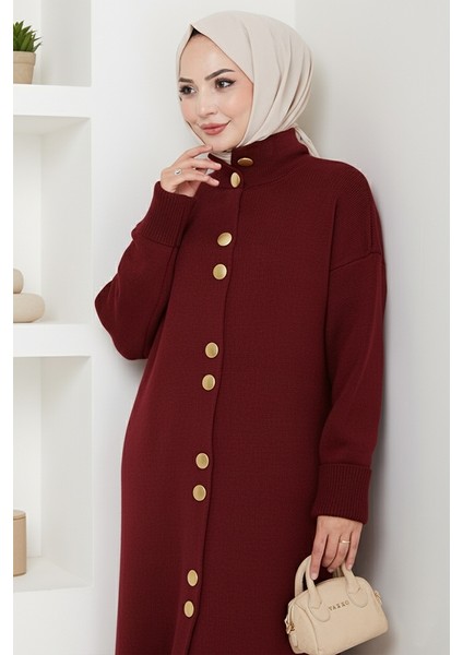 Reha Düğmeli Triko Hırka 1603 - Bordo