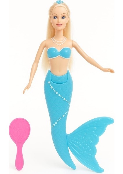 Deniz Kızı Işıklı Oyuncak Bebek Mavi 34 cm