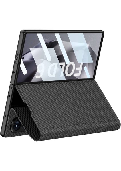 Galaxy Z Fold 6 Kılıf Karbon Fiber Tasarımlı Magnetik Tokalı Kartlıklı N7TH Kıpta Zegna Kapak-Siyah fiyatları