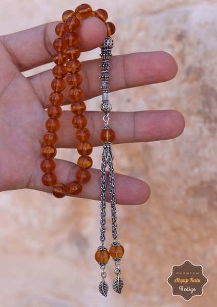Şeffaf Sarı Küre Kesim Gümüş Püskül ve Imameli Sitrin Taşlı Tesbih 201024705 fiyatları
