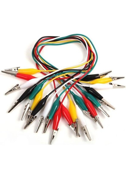 10 Adet - Kablolu Krokodil Test Kablosu Timsah Ağızlı - 45CM