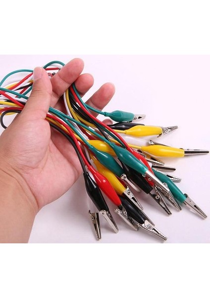 10 Adet - Kablolu Krokodil Test Kablosu Timsah Ağızlı - 45CM fiyatları