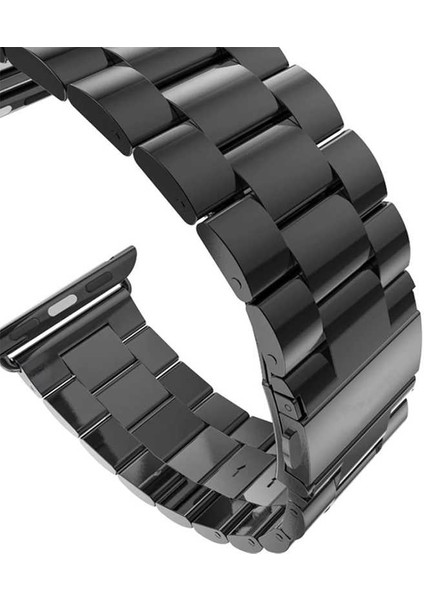 Apple Watch 11 (46MM) Uyumlu Klasik Metal Kordon-04 Siyah modelleri