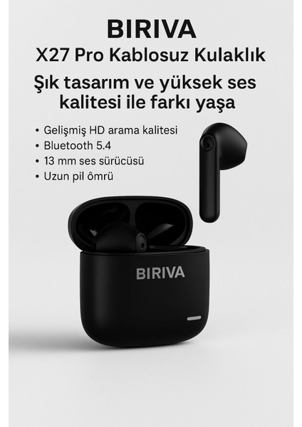 X27 Pro Anc+Enc Kablosuz Bluetooth Kulaklık Siyah modelleri