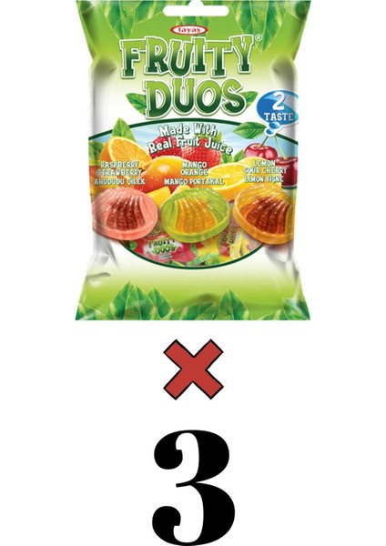 Fruity Duos Meyve Dolgulu Sert Şeker 350 gr x 3 Adet