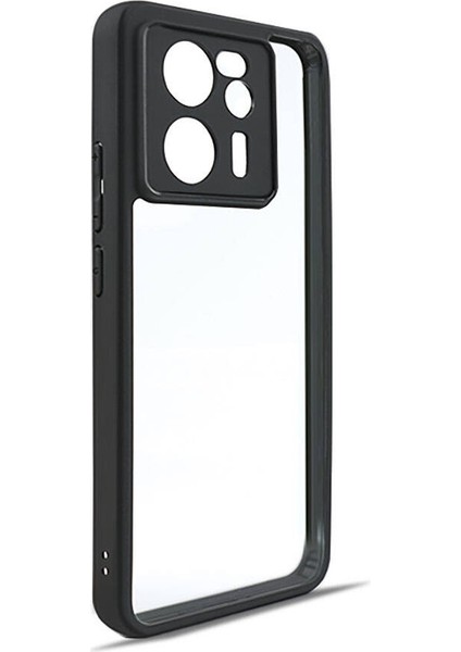 Xiaomi Mi 13T Pro Kılıf Kamera Korumalı Şeffaf Arka Yüzey N7TH New Roll Kapak-Siyah