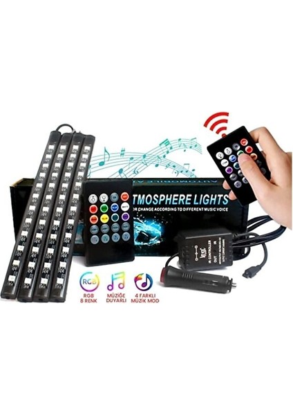 12 Ledli Ayak Altı LED Lamba Sese Duyarlı LED Müziğe Duyarlı LED Çakmaklık Girişli modelleri