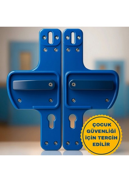 Bariyerli Kapı Kolu | Lacivert| Çocuk Güvenlikli | Okul, Kreş ve Eğitim Alanlarına Uygun