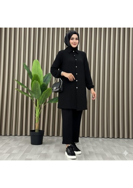 Tesettür Günlük Rahat Ikili Düğmeli Tunik Pantolon Takım fiyatları