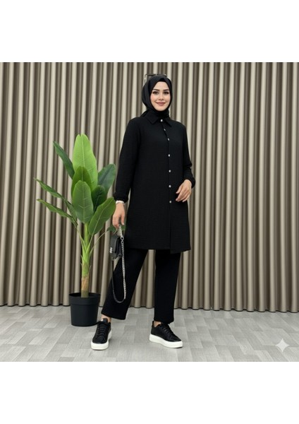 Tesettür Günlük Rahat Ikili Düğmeli Tunik Pantolon Takım modelleri