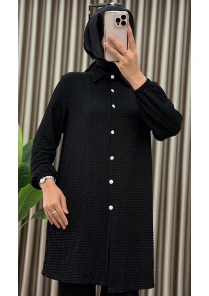 Tesettür Günlük Rahat Ikili Düğmeli Tunik Pantolon Takım fırsatları