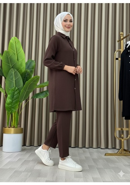 Tesettür Günlük Rahat Ikili Düğmeli Tunik Pantolon Takım