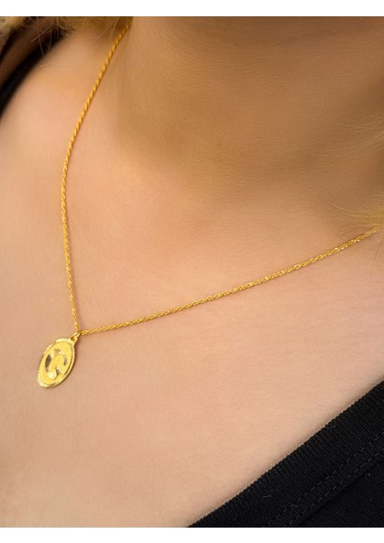 14 Ayar Ayar Altın Oval G Harfli Kolye modelleri