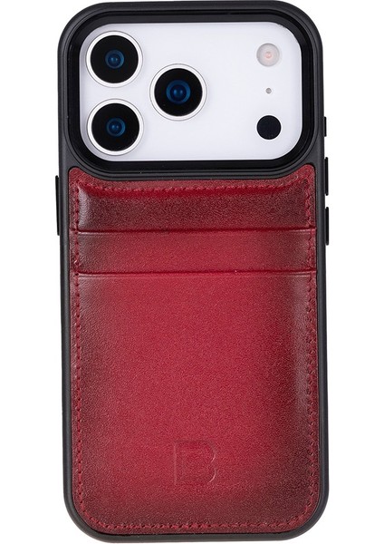 , Apple iPhone 17 Pro Için, Hakiki Deri, El Yapımı Kartlıklı Kılıf, Iç Yüzeyi Kadife, Gölgeli Kırmızı indirimleri