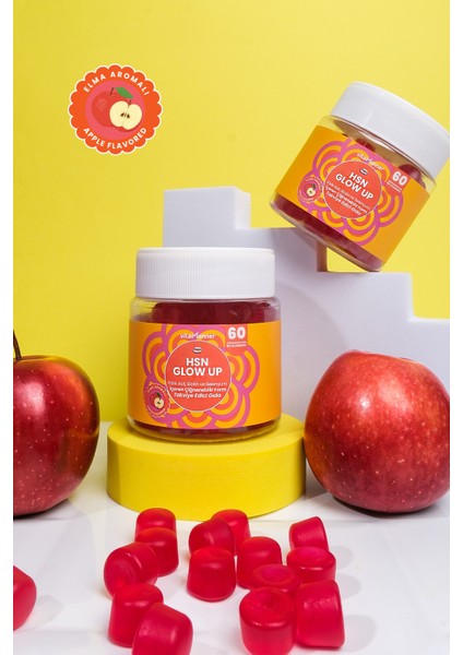Hsn Glow Up | Folik Asit, Biotin ve Selenyum Içeren Çiğnenebilir Takviye Edici Gıda (60 Gummies)