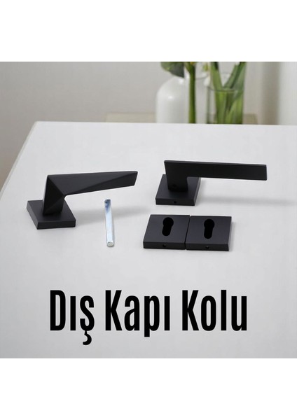 Kapı Kolu Siyah Kare Rozetli Sağa Sola Uygun Ev Kapı Kolları Kilitlenebilir 1 Takım Yale Kapı Kolu modelleri