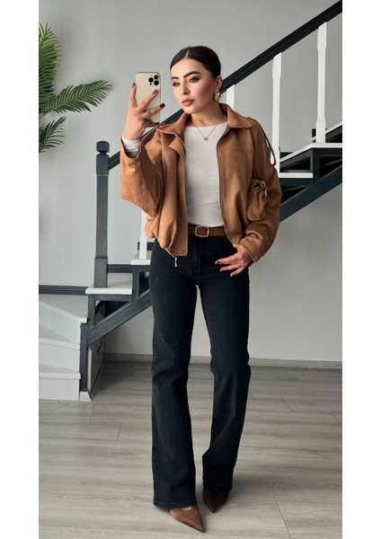 Antrasit Süet Kemerli Straight Jean fırsatları