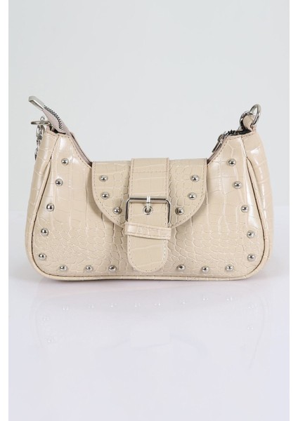 Bony Zımbalı Timsah Desenli Vizon Kol Çantası fiyatları