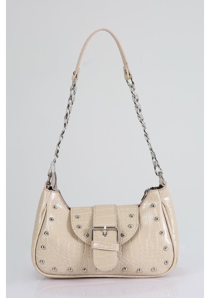 Bony Zımbalı Timsah Desenli Vizon Kol Çantası modelleri