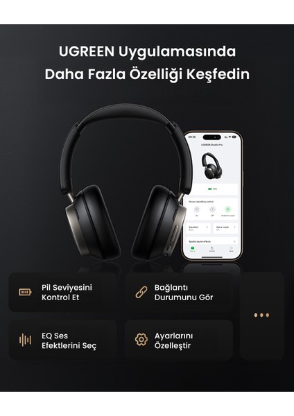 Hitune Max6 Studio Pro Hibrit Aktif Gürültü Engelleyici Kablosuz Kulak Üstü Kulaklık, 100 Saat Çalma Süresi, Siyah, 55687 indirimleri