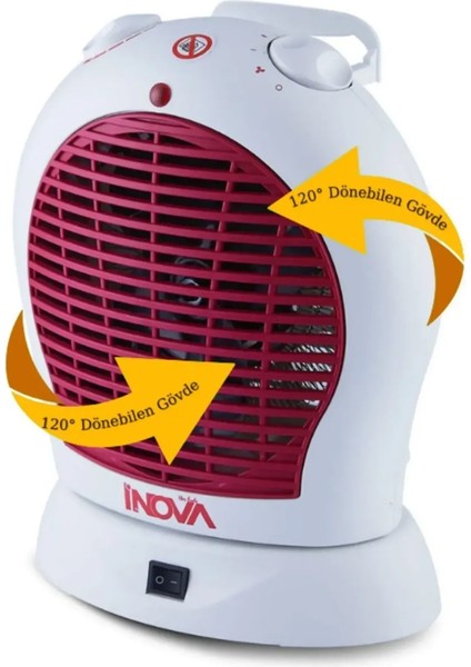 Inova Gust 3 Kademeli Dönerli Turbo Fanlı Isıtıcı 2000 W modelleri