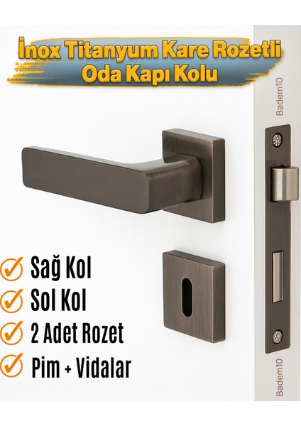 Inox Titanyum Rozetli Oda Tipi Kapı Kolu Sağ Sol Uygun Modern Iç Kapı Kilitli 1 Takım fiyatları