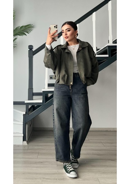 Mavi Eskitme Yıkamalı Skater Jean