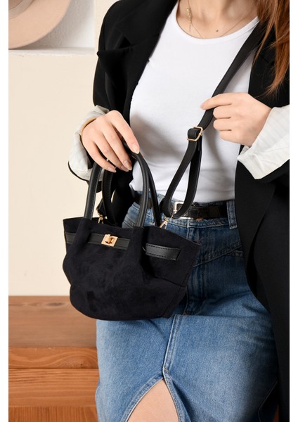 Kadın Kilit Detaylı Süet Mini Çanta modelleri