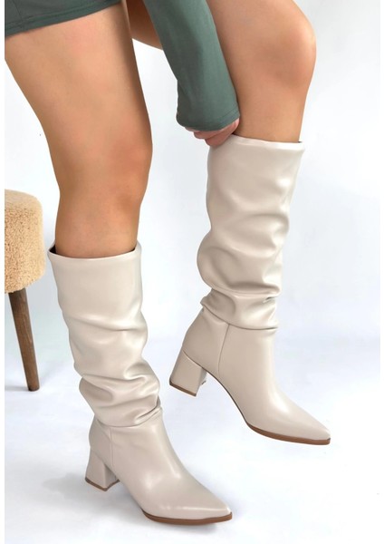 Piyat Ten Cilt Topuklu Çizme