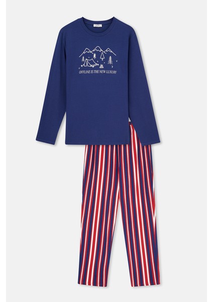 Lacivert Erkek Uzun Kollu Pijama Tk.