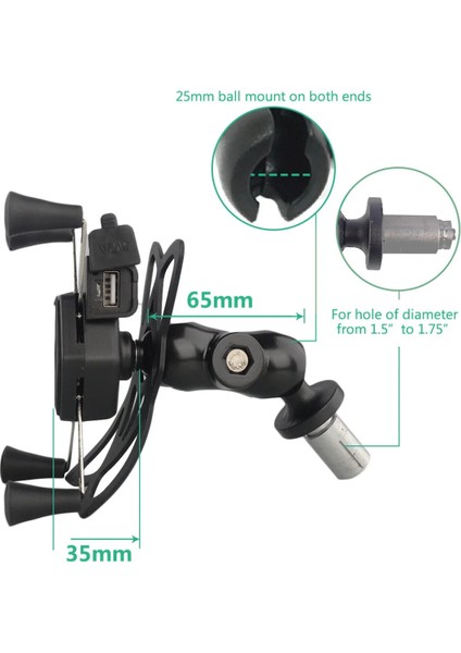 USB Şarjlı Ayna Bağlantılı Motosiklet Telefon Tutucu Motor Telefon Tutacağı modelleri