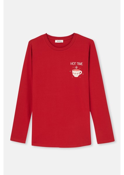 Kırmızı Kadın Uzun Kollu Pijama Tk. fiyatları